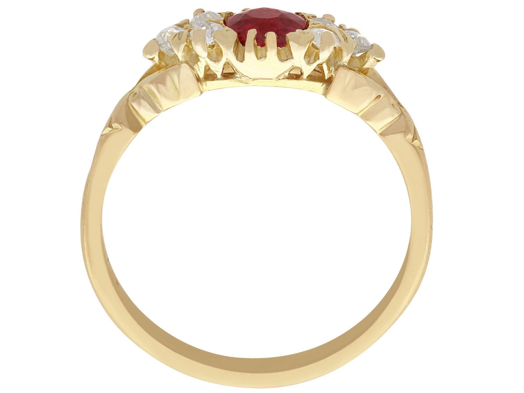 Women's Antique Ruby and Diamond Yellow Gold Cocktail Ring, circa 1910