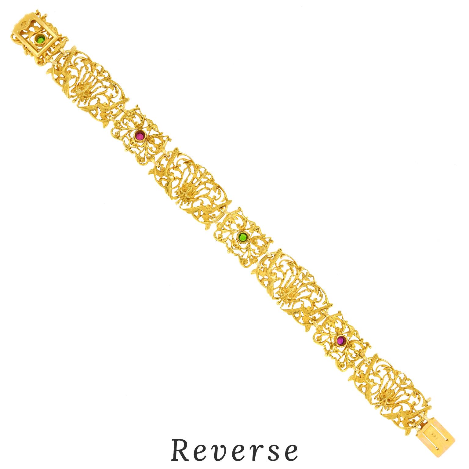 Bracelet français ancien en rubis et émeraude en vente 5