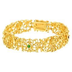 Antiguo Brazalete Francés de Rubí y Esmeralda
