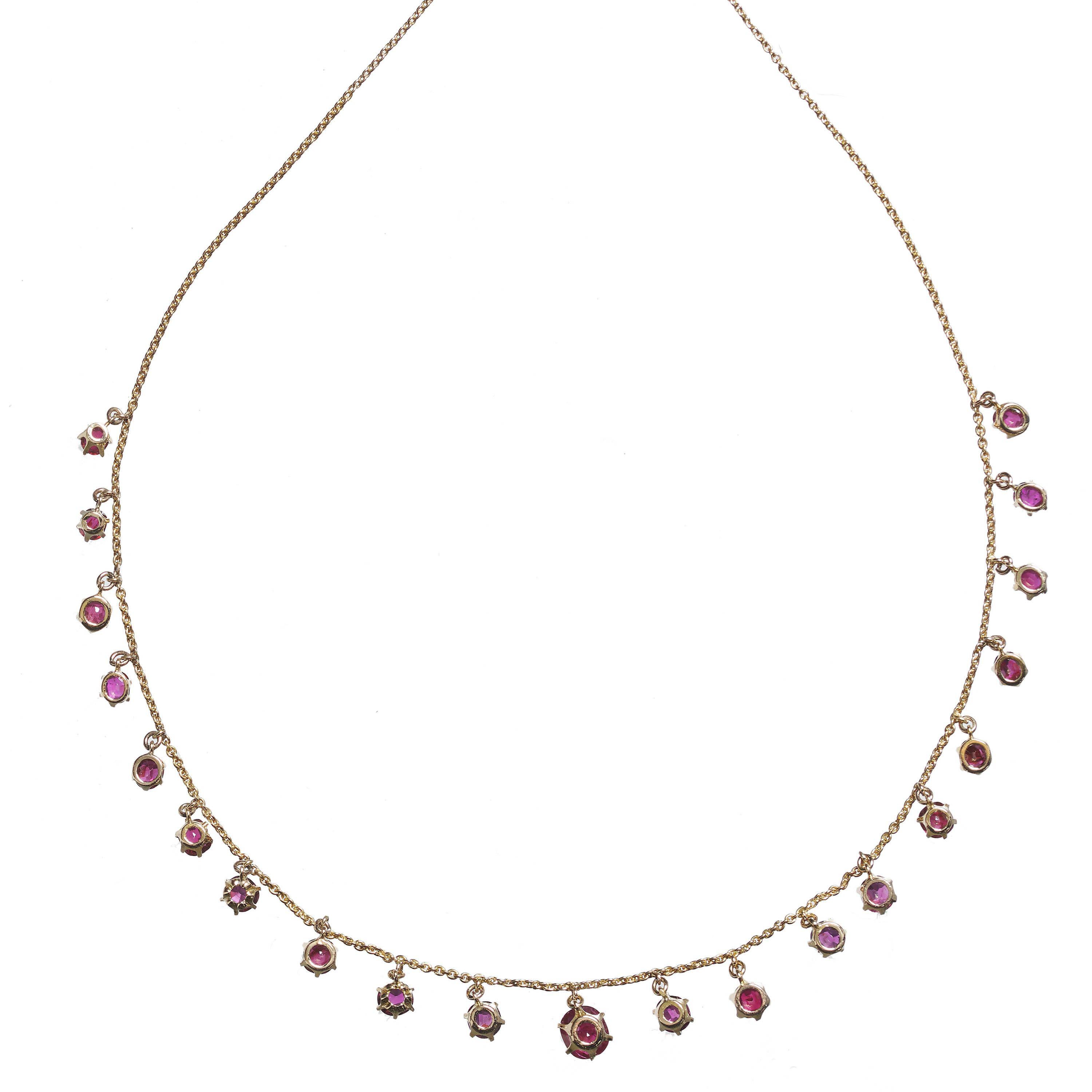 Collier à franges anciennes en or et rubis, c. 1920 Bon état - En vente à London, GB