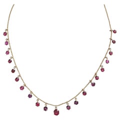 Antique Ruby And Gold Fringe Necklace, Circa 1920