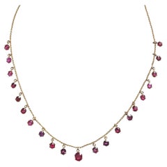 Antique Ruby And Gold Fringe Necklace, Circa 1920