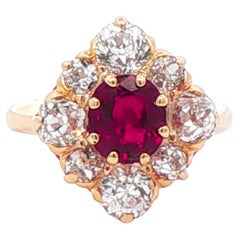 Antique Ruby and Old European Cut Diamond Ring