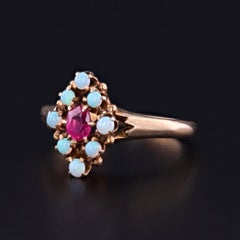 Antique Ruby and Opal Ring of 9ct Gold