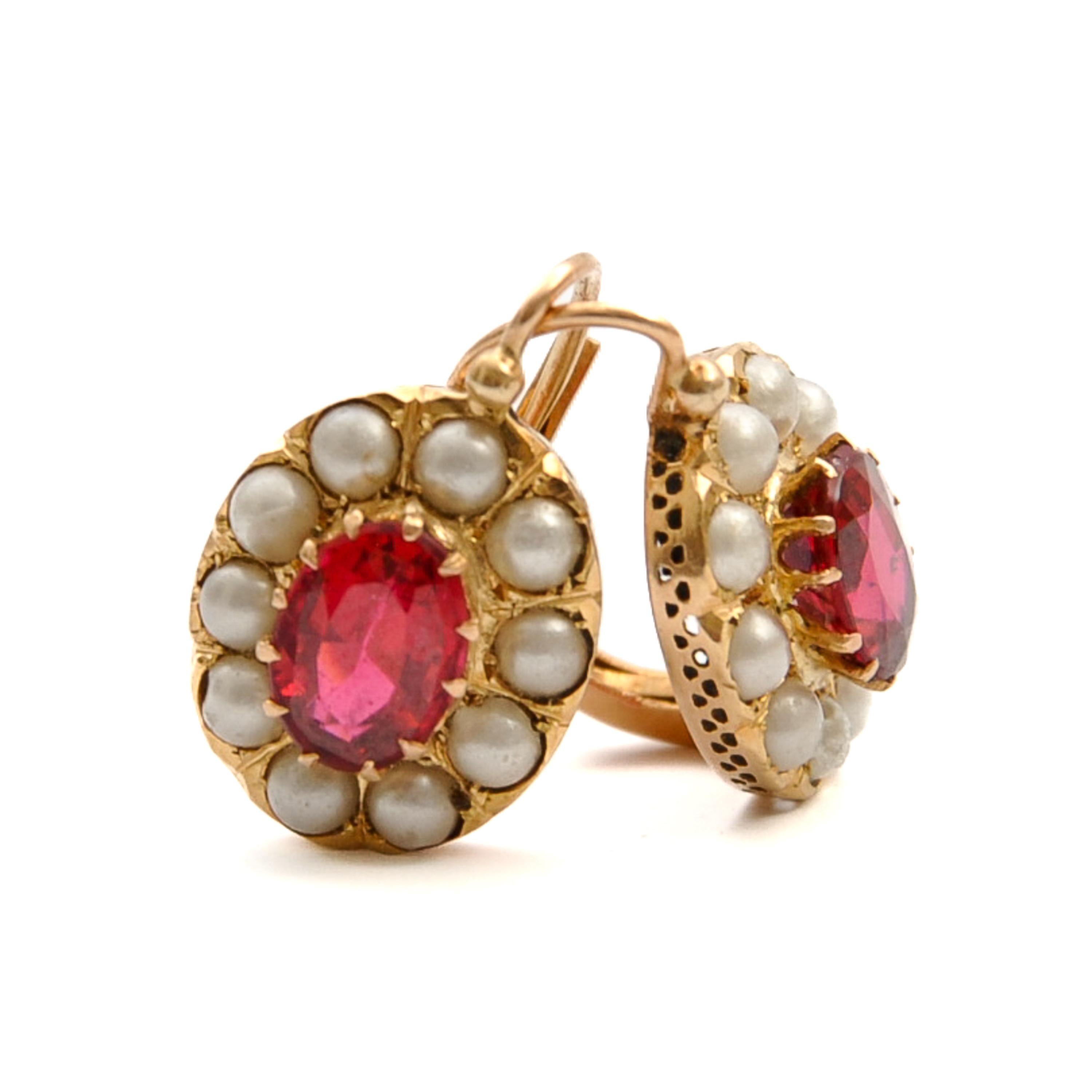 antique ruby and pearl earrings