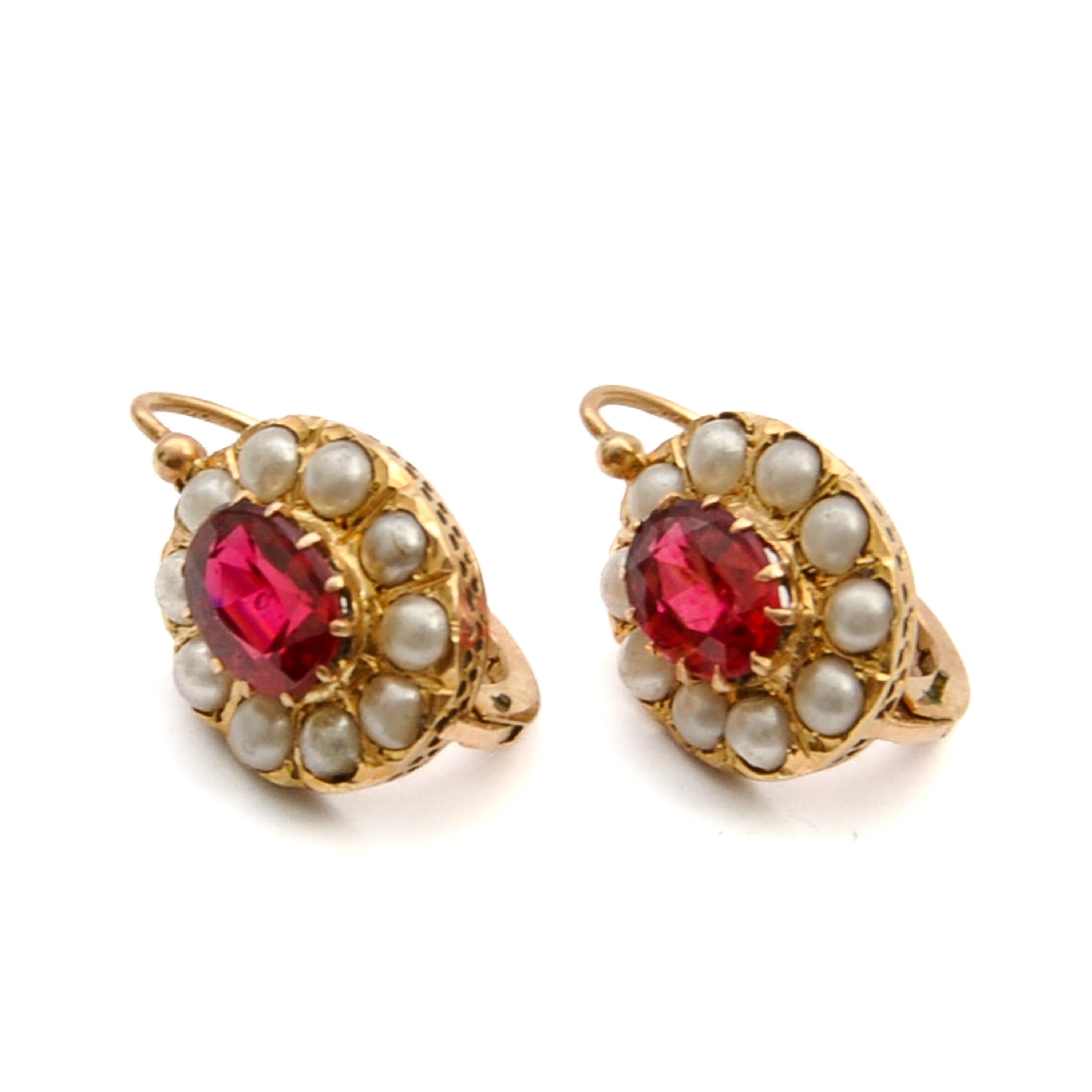 pearl ruby earrings