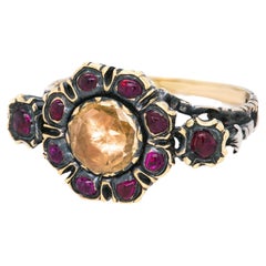 Antique Ruby and Topaz Ring Early 1800s