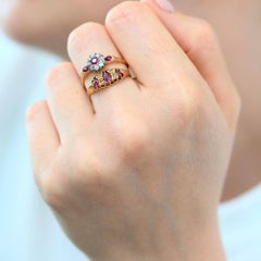 Antique Ruby Diamond 18ct Gold Halo Ring