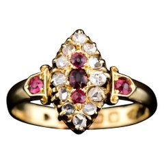 Antique Ruby & Diamond 18K Gold - Victorian, Birmingham 1886