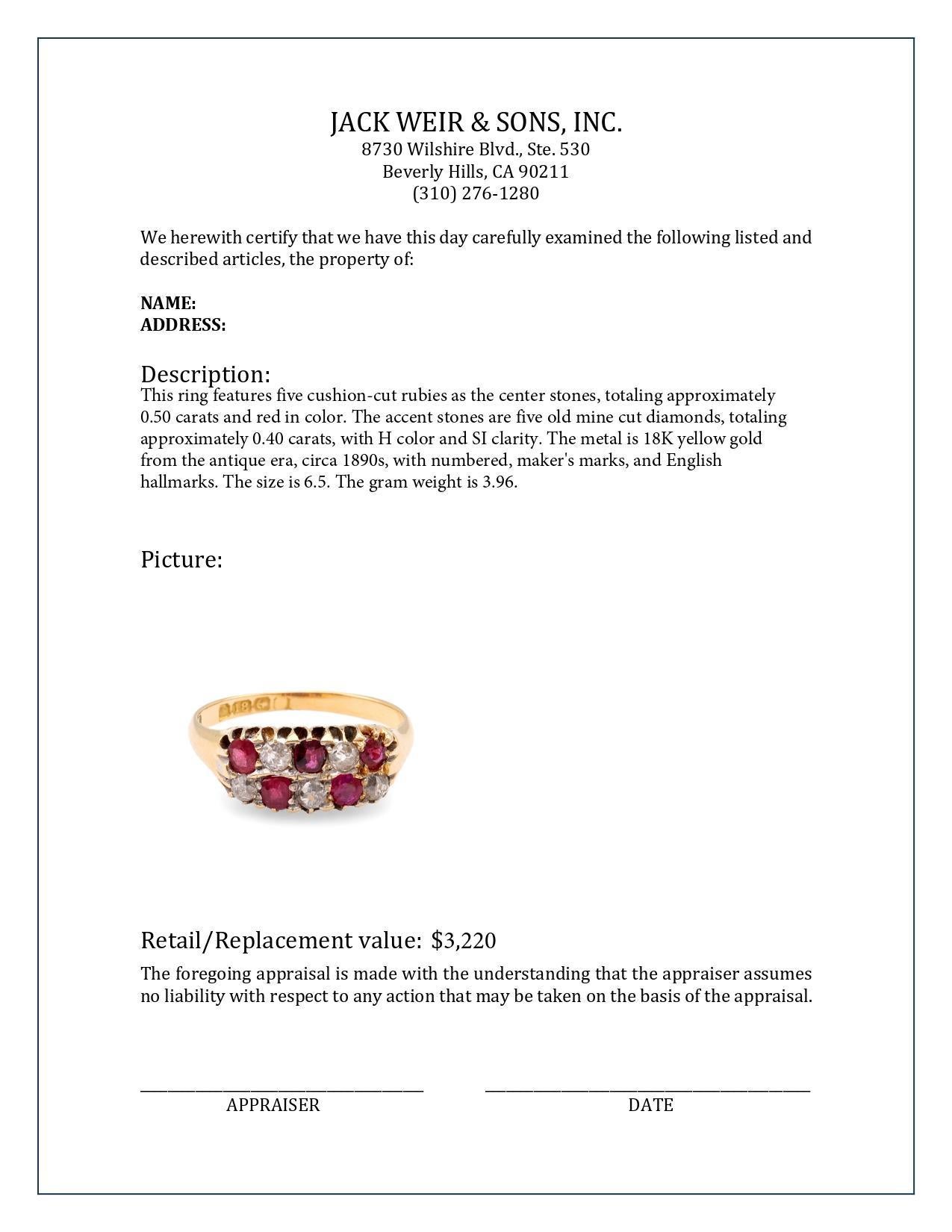 Antiker Schachbrettring mit Rubin und Diamant aus 18 Karat Gelbgold im Zustand „Hervorragend“ in Beverly Hills, CA