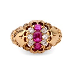 Antique ruby diamond 18k yellow gold ring Antique ruby diamond 18k yellow gold ring