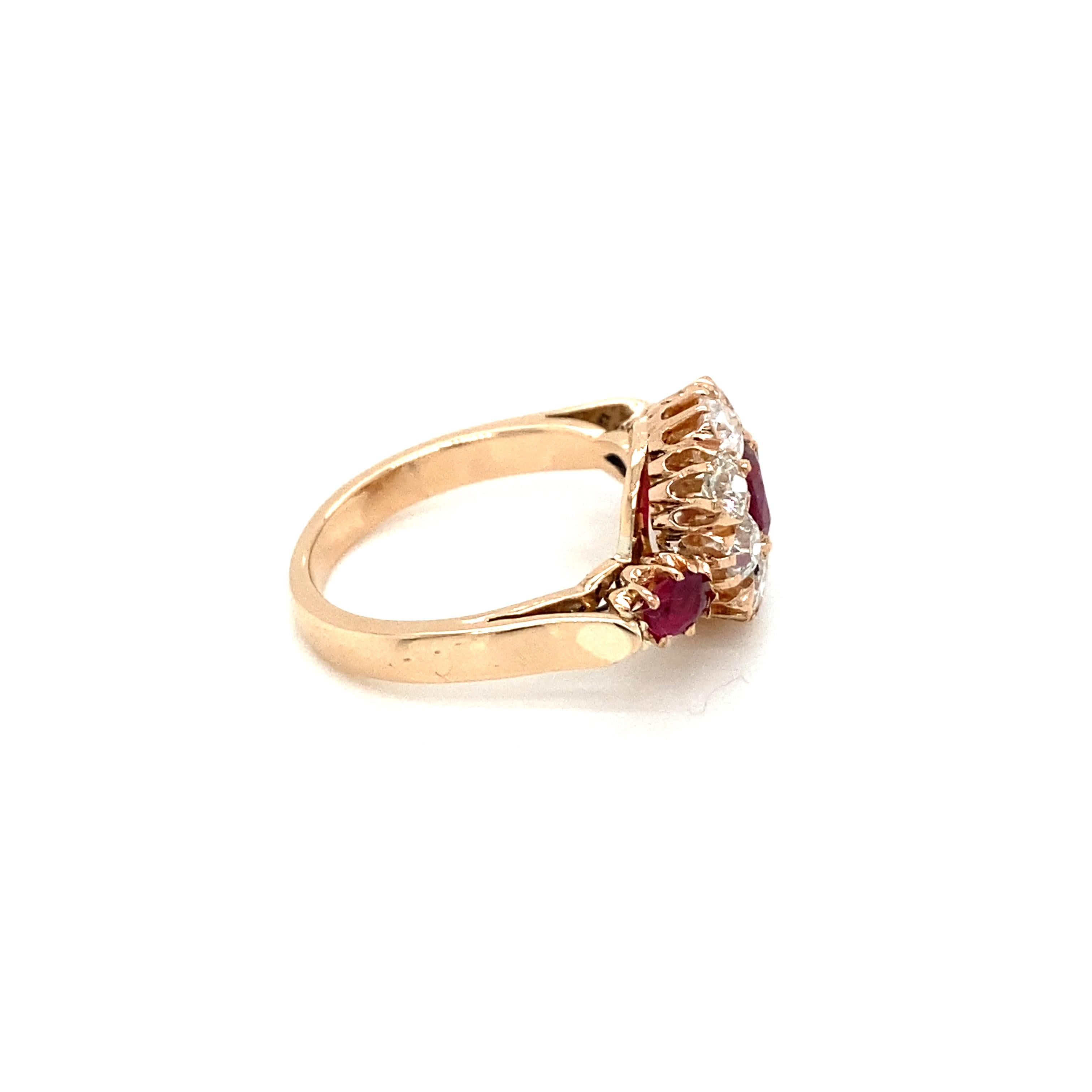 Antique Ruby Diamond Cluster Ring 5