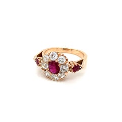 Antique Ruby Diamond Cluster Ring