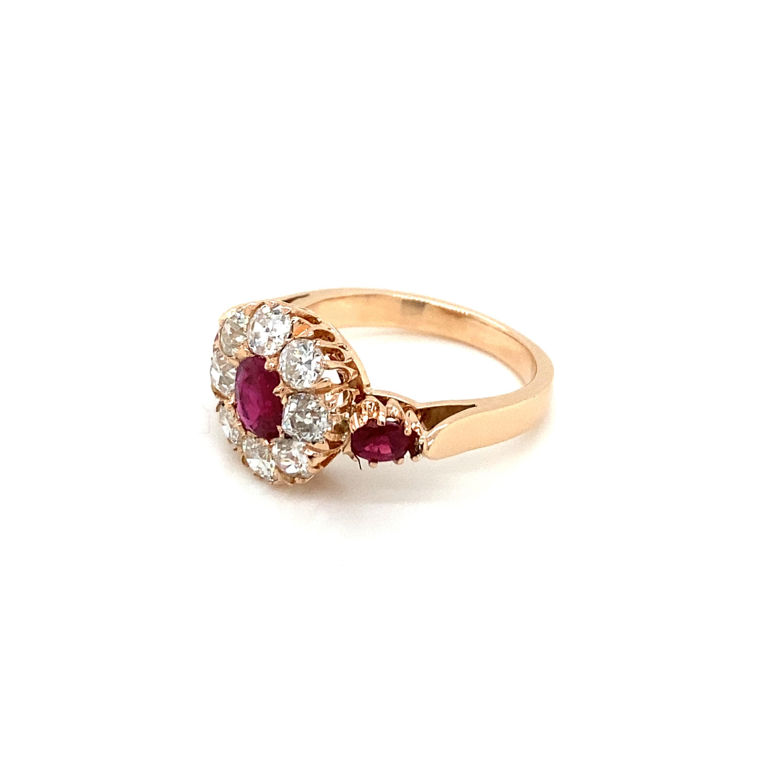 Antique Ruby Diamond Cluster Ring 1