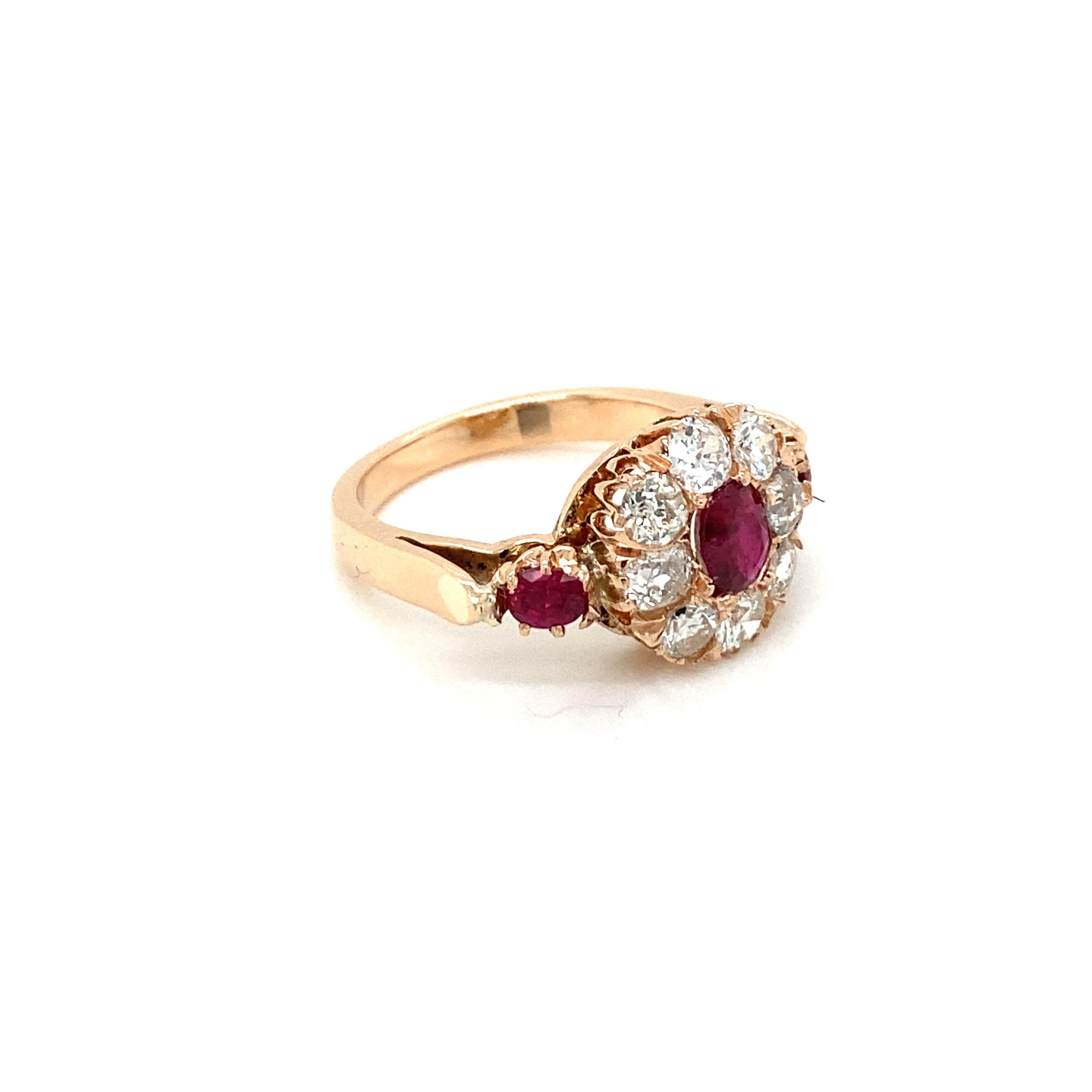 Antique Ruby Diamond Cluster Ring 2