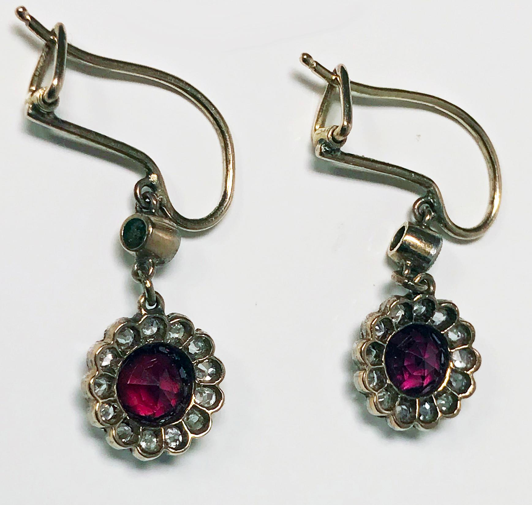 Antique Ruby Diamond Earrings, circa 1920 In Good Condition In Toronto, ON