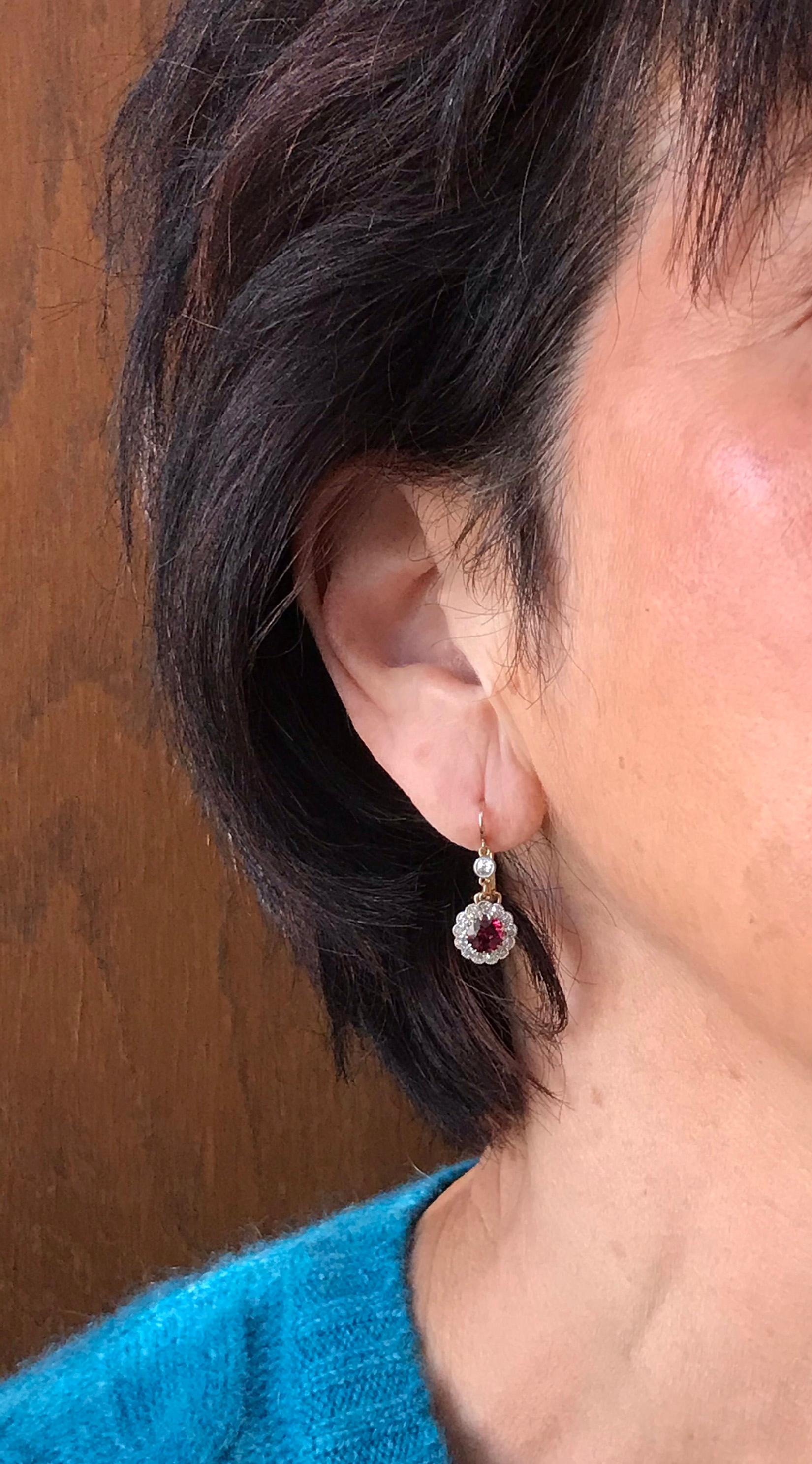 Antique Ruby Diamond Earrings, circa 1920 1