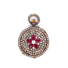Antique Ruby Diamond Pendant Watch