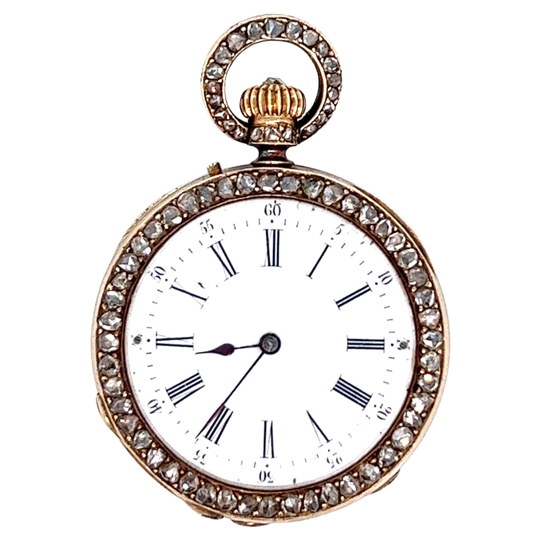 Antique Ruby Diamond Pendant Watch For Sale