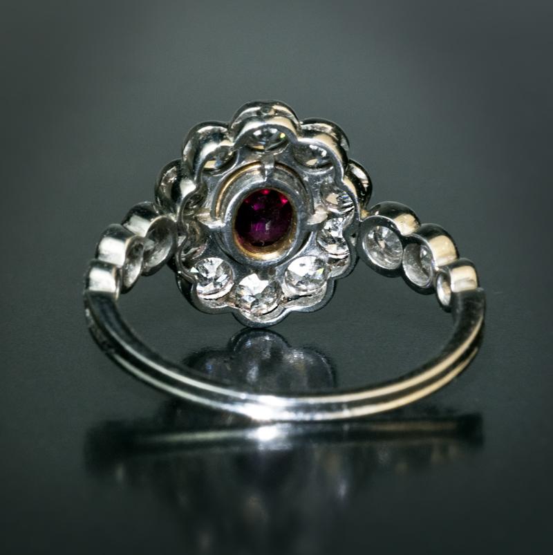 antique ruby and diamond cluster ring