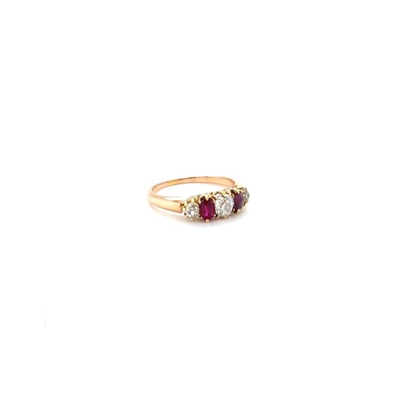 Victorian Antique Ruby & Diamond Ring in 14ct Rose Gold For Sale
