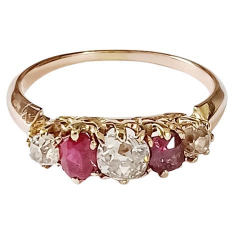 Antique Ruby & Diamond Ring in 14ct Rose Gold