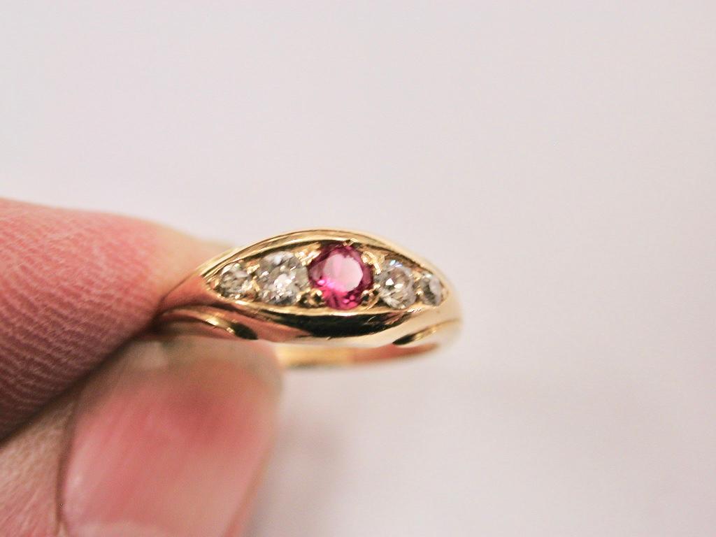 ruby and diamond ring 18ct yellow gold