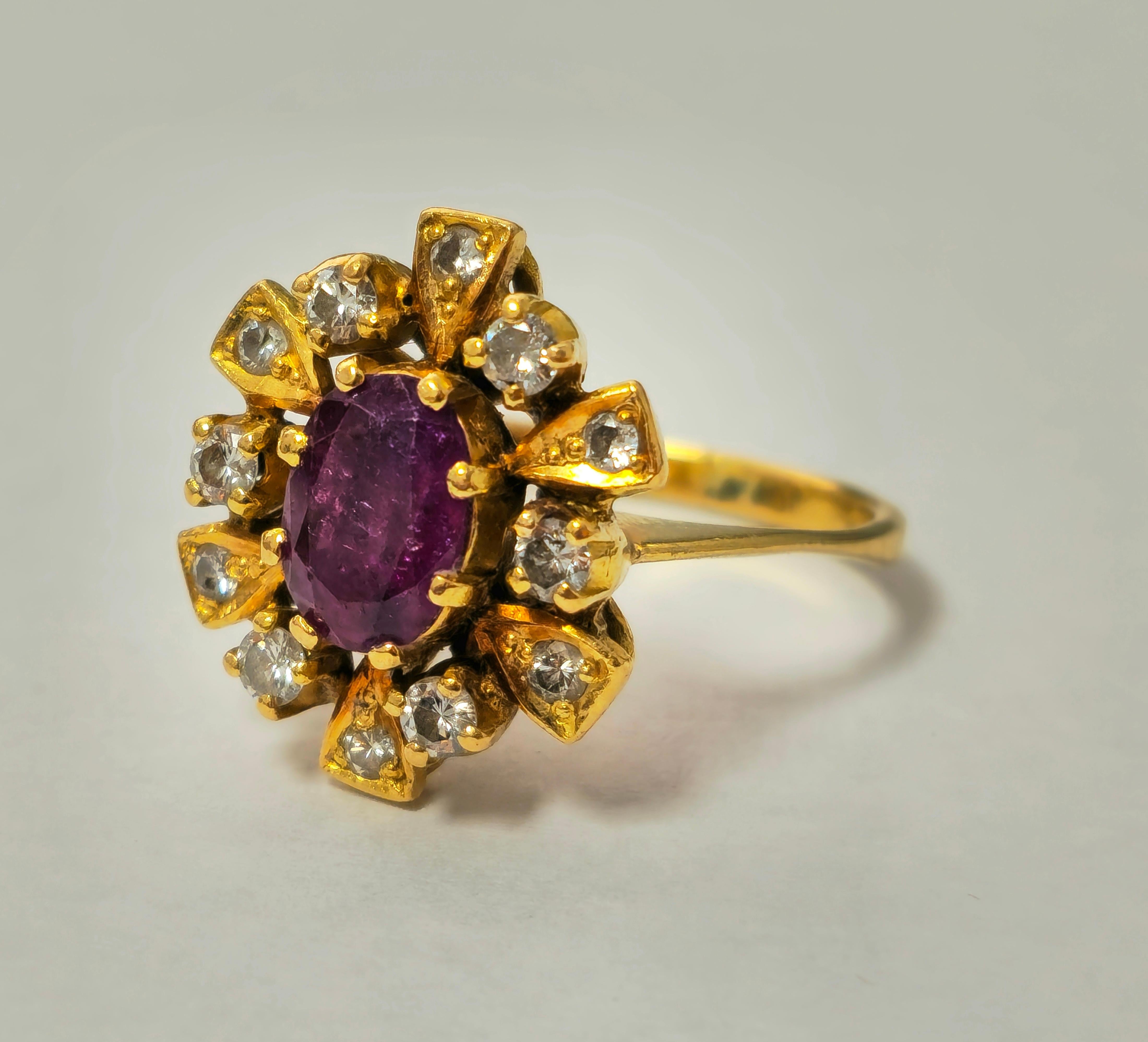 Edwardian Antique Ruby & Diamond Ring in 18k Yellow Gold2  For Sale
