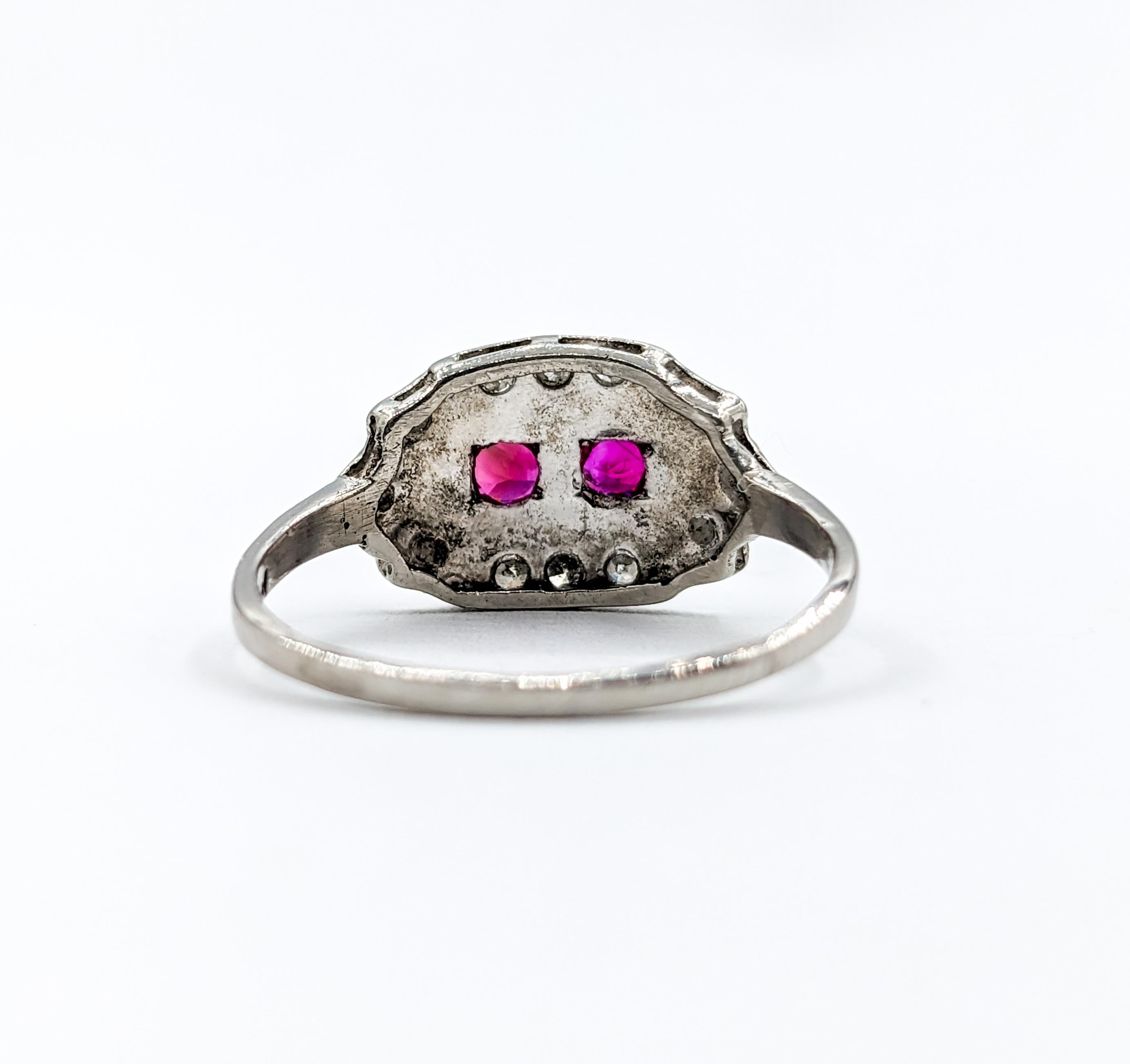 Antique Ruby & Diamond Ring in Platinum For Sale 1