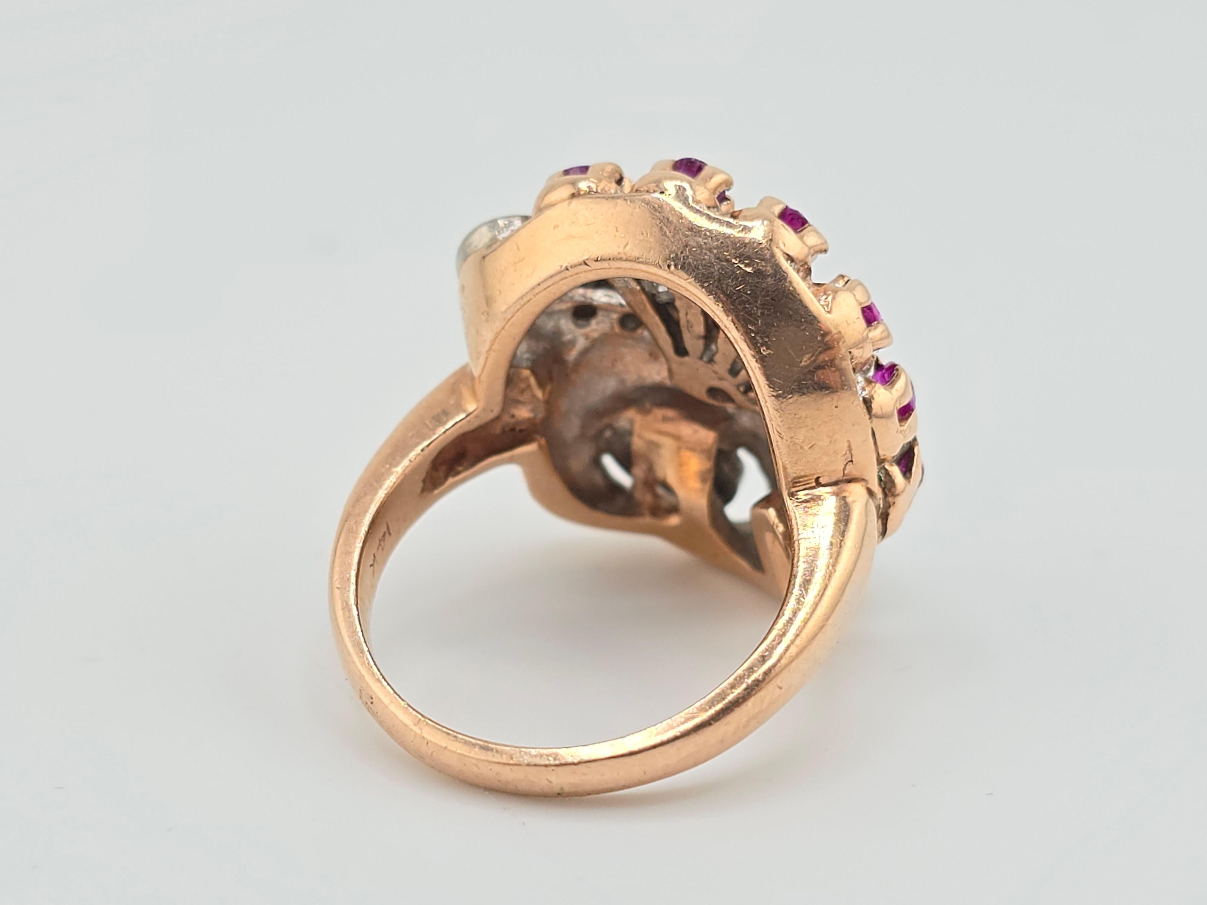 Antiker Rubin- und Diamantring aus der viktorianischen Zeit 10.62 Gramm (Alteuropäischer Schliff) im Angebot
