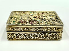 Antique Ruby Emerald Sapphire Vermeil Silver Aromatherapy Travel Vinaigrette Box