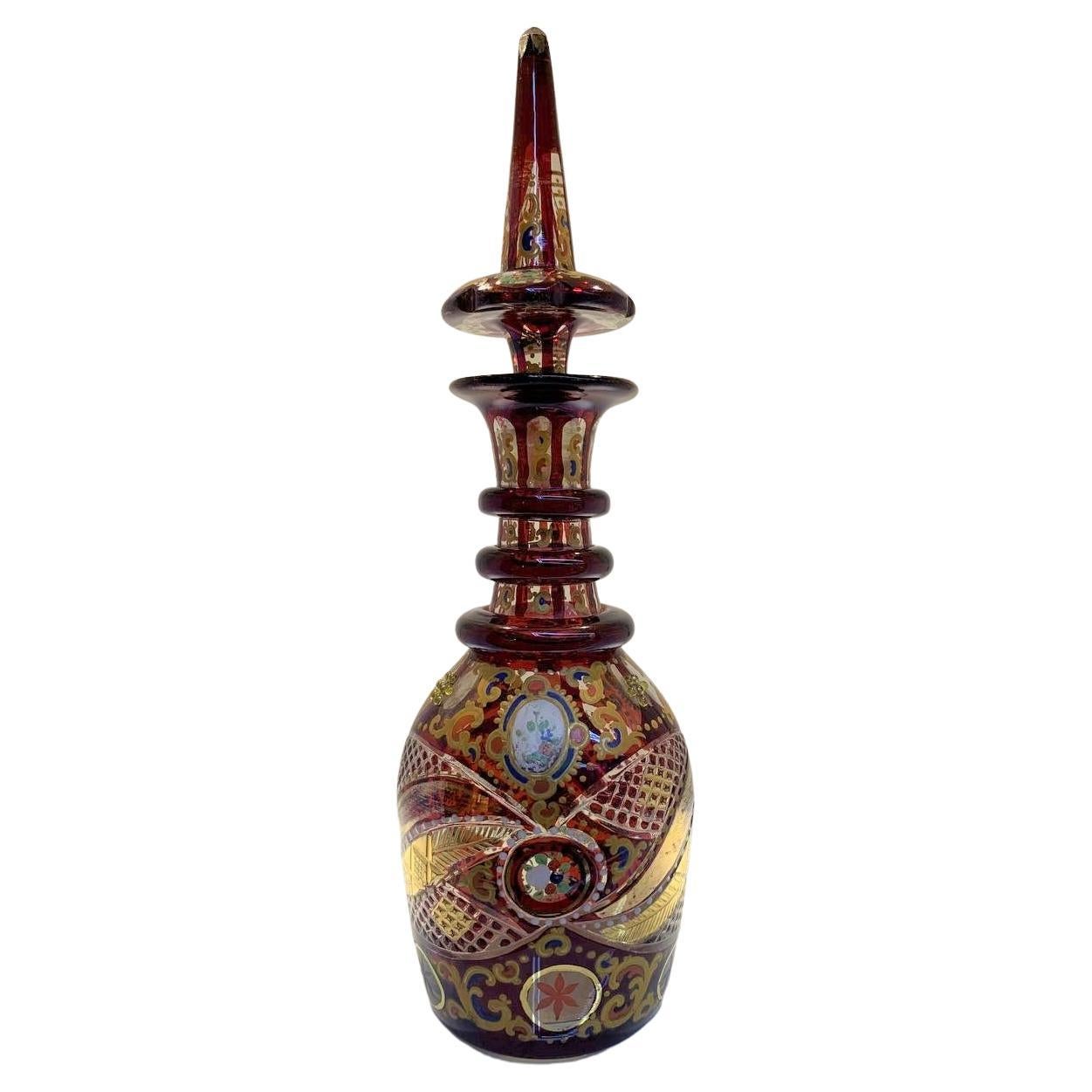 Bohemian Malachite Glass Decanter and Six Cordials For Sale at 1stDibs ...