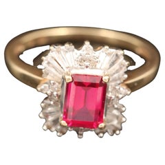 Antique Ruby Engagement Ring, Ruby Wedding Ring, 18K Gold