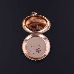 Antique Ruby Flower Locket of 14k Rose Gold