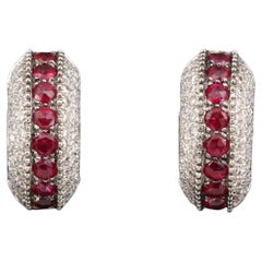 Antique Ruby Gold Earrings for women, Ruby and Diamond Earrings for her