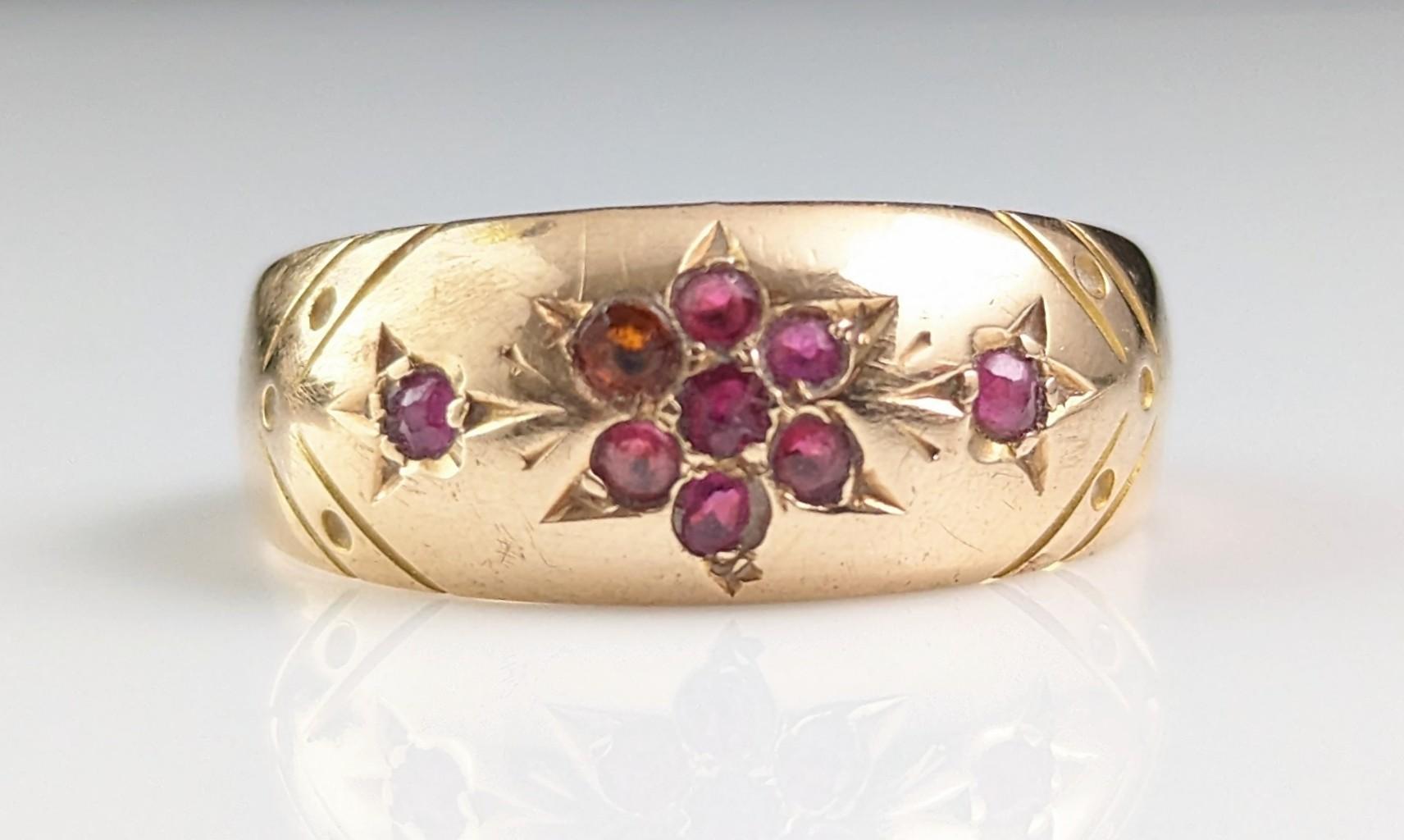 Antique Ruby gypsy set ring, 15k yellow gold, Victorian  6