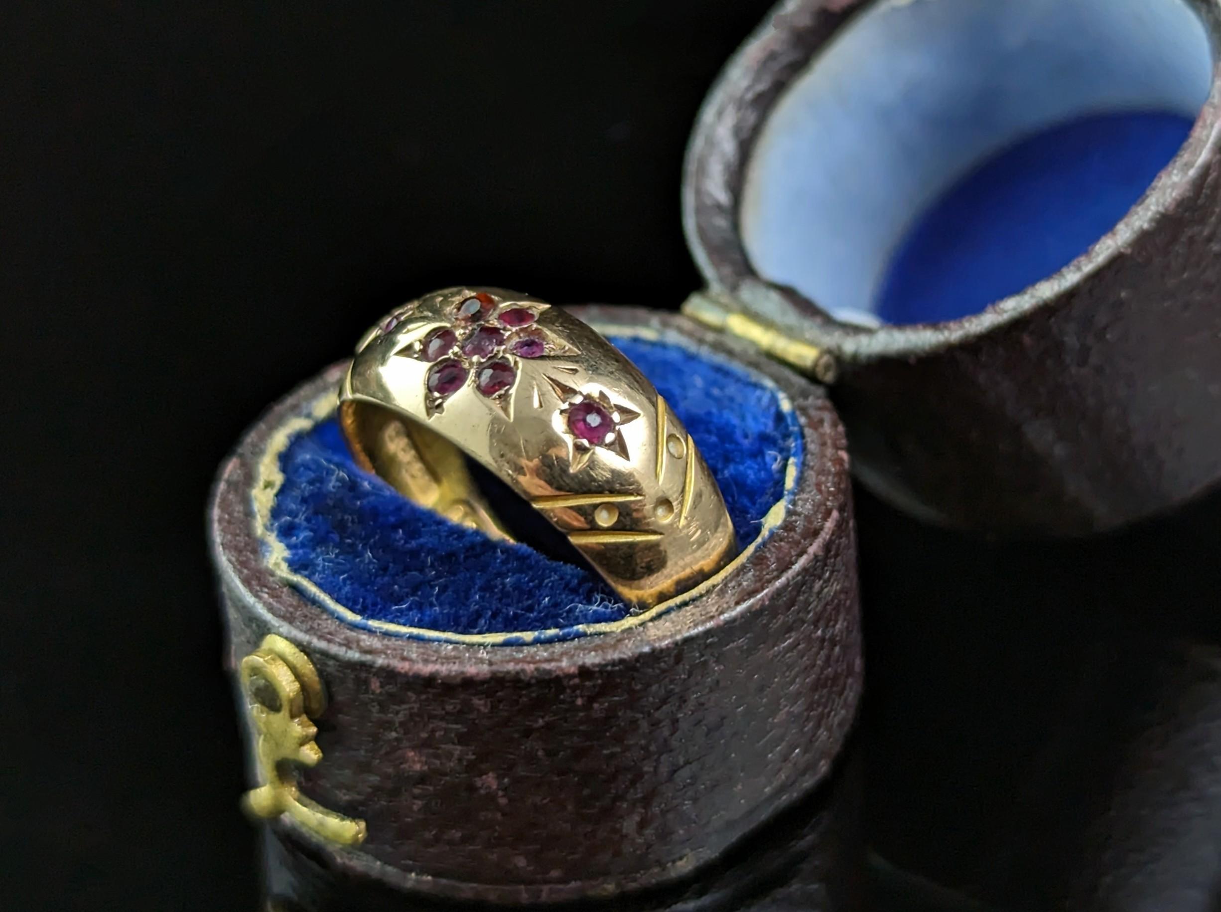 You can't help but be charmed by this sweet antique, Victorian era, Ruby Gypsy set ring in 18ct yellow gold.

One of our favourite styles here at StolenAttic and a firm customer favourite.

This beautiful ring is a multi stone, Gypsy set ring with a