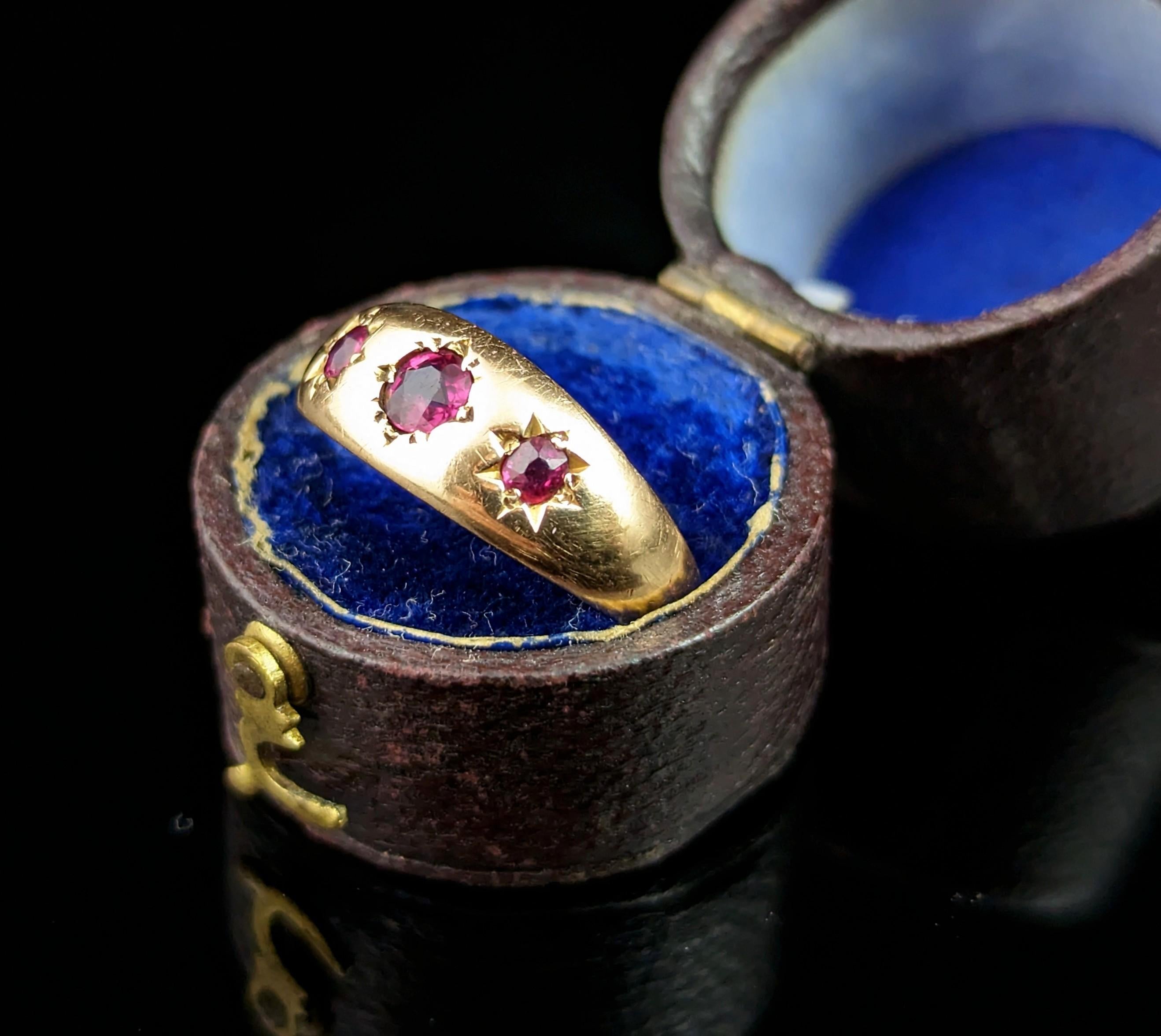Antique Ruby Gypsy Set Ring, 18k Yellow Gold, Victorian 5