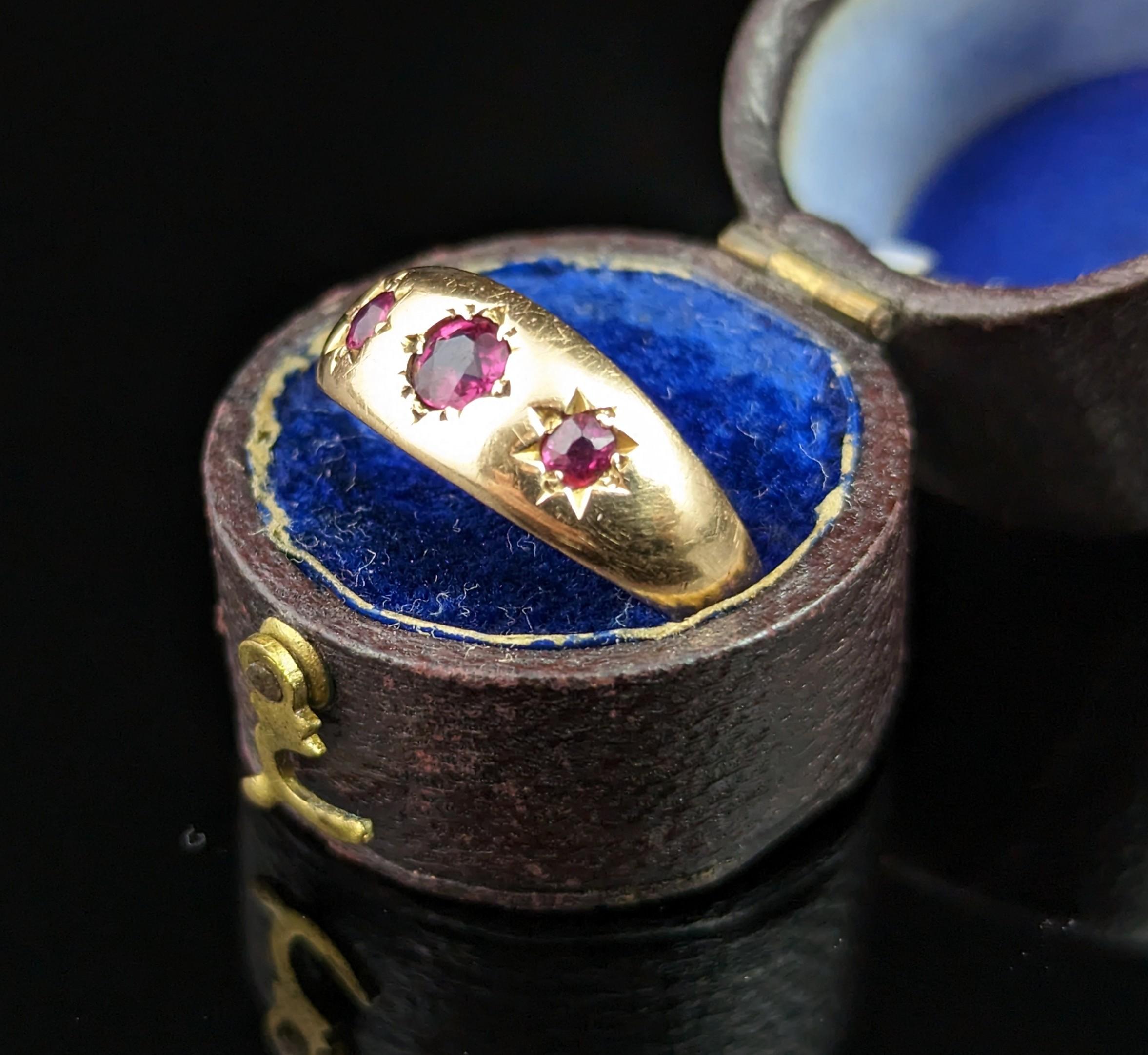 Antique Ruby Gypsy Set Ring, 18k Yellow Gold, Victorian 6