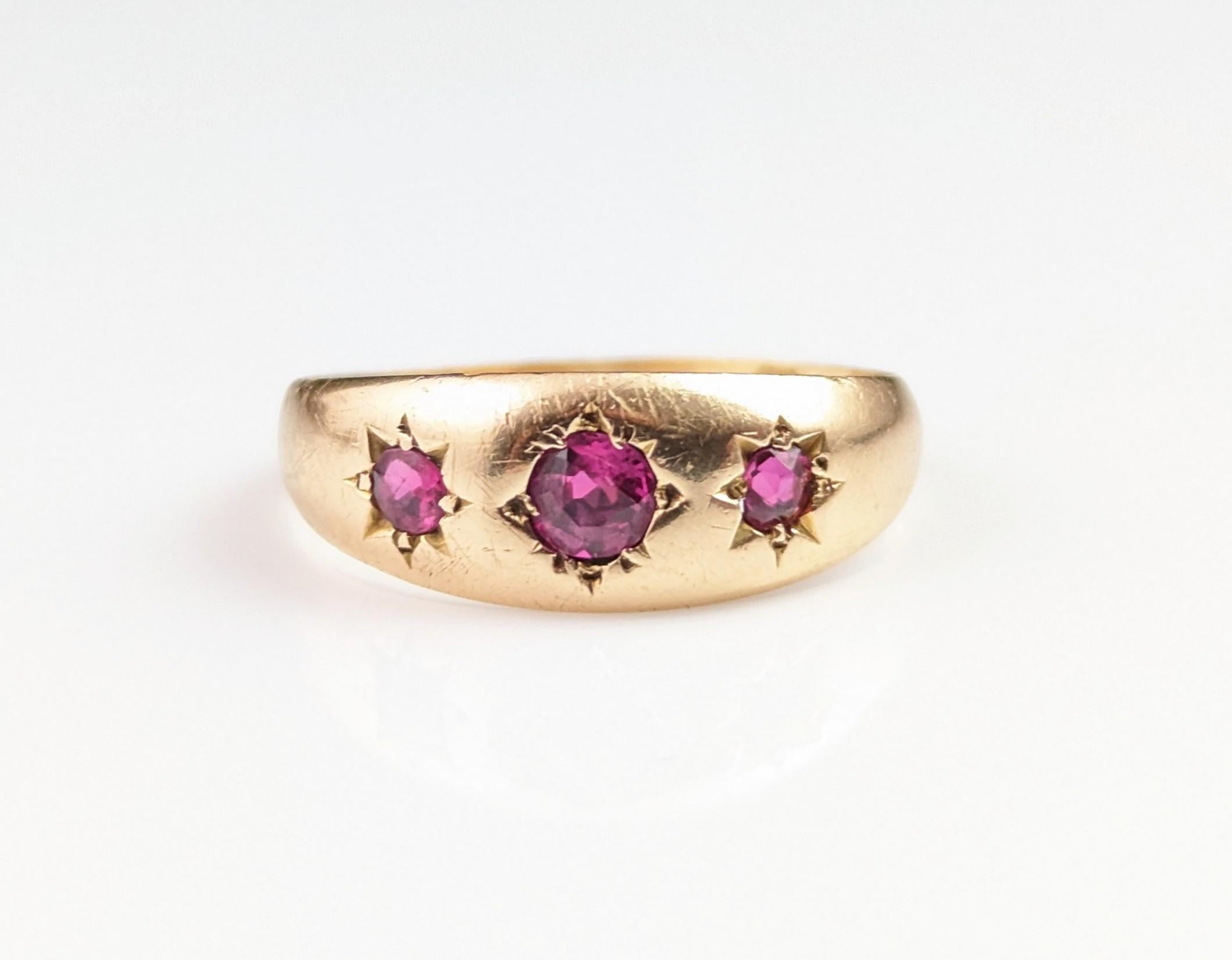 Antique Ruby Gypsy Set Ring, 18k Yellow Gold, Victorian 11