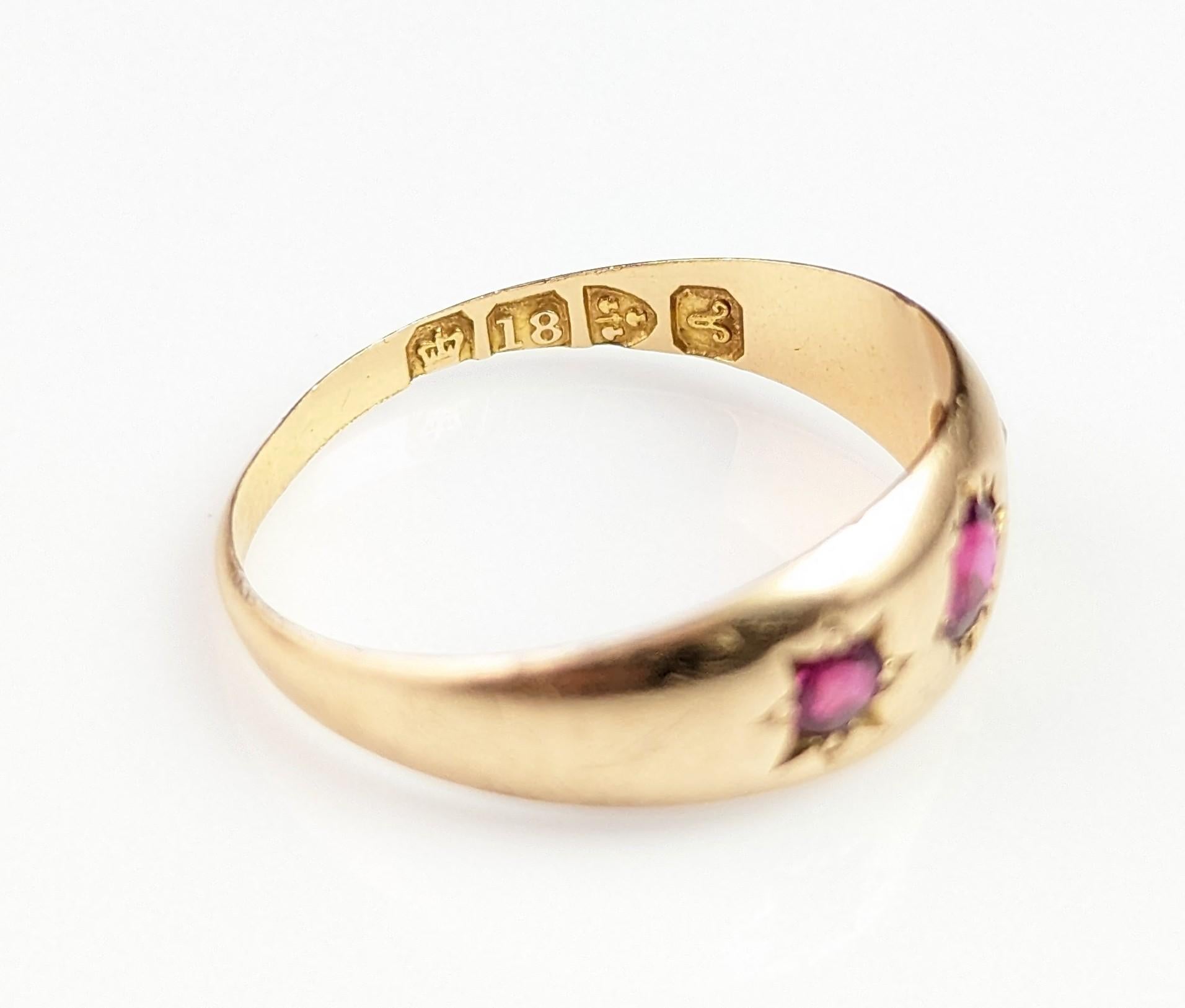 Antique Ruby Gypsy Set Ring, 18k Yellow Gold, Victorian 14
