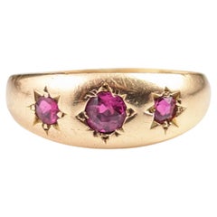 Antique Ruby Gypsy Set Ring, 18k Yellow Gold, Victorian