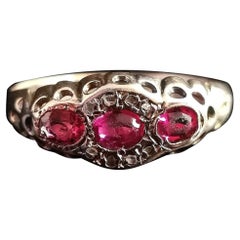 Antique Ruby Paste and Diamond Ring, 9 Karat Yellow Gold