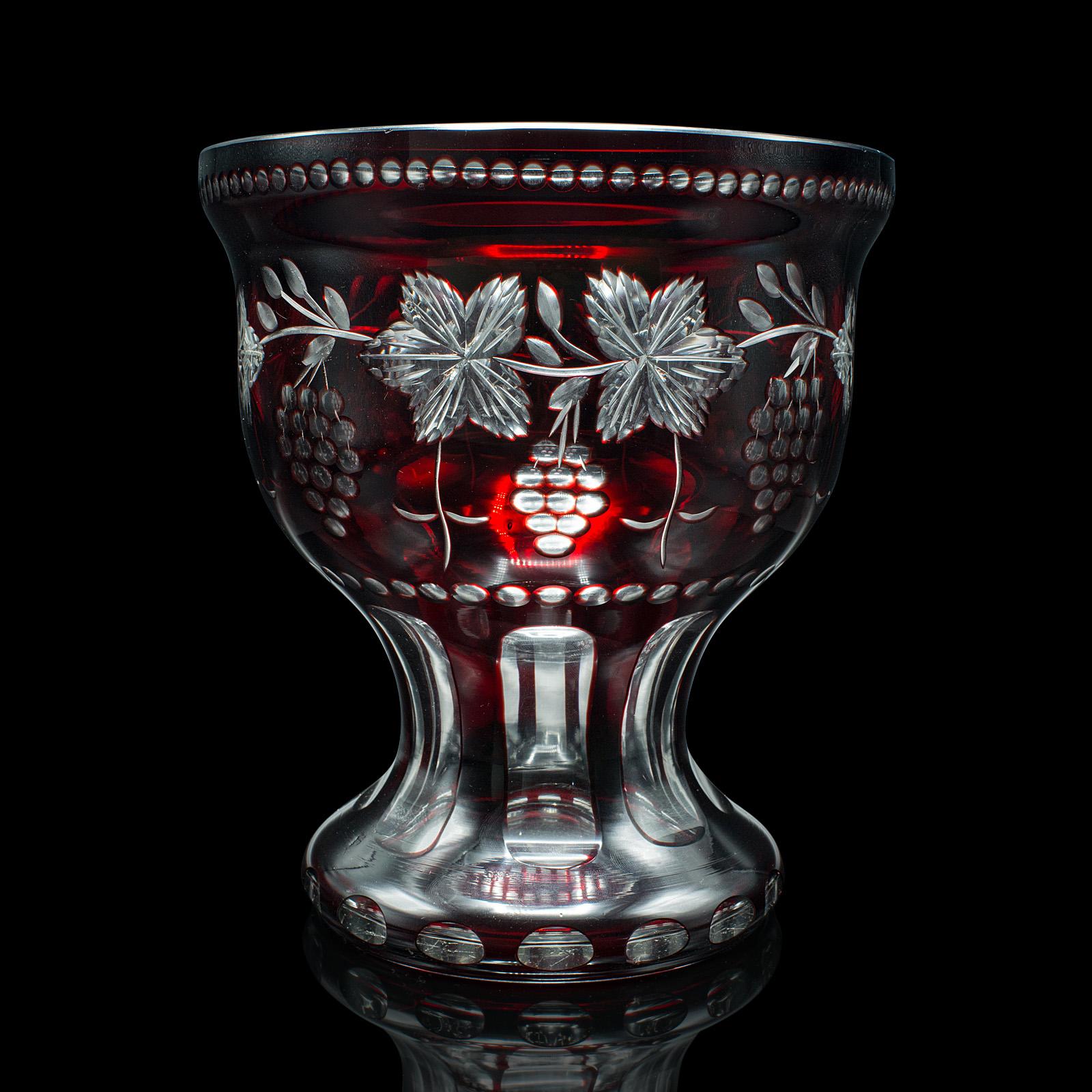 Art Nouveau Antique Ruby Pedestal Bowl, Continental, Glass, Decorative Ice Bucket, C.1920 For Sale