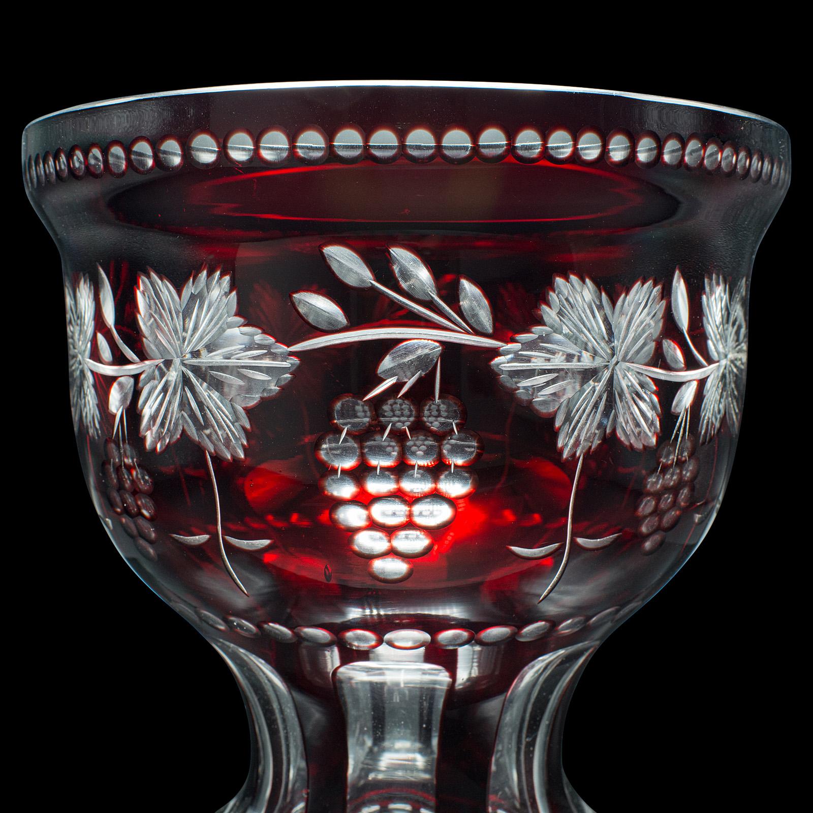 Antique Ruby Pedestal Bowl, Continental, Glass, Decorative Ice Bucket, C.1920 For Sale 1