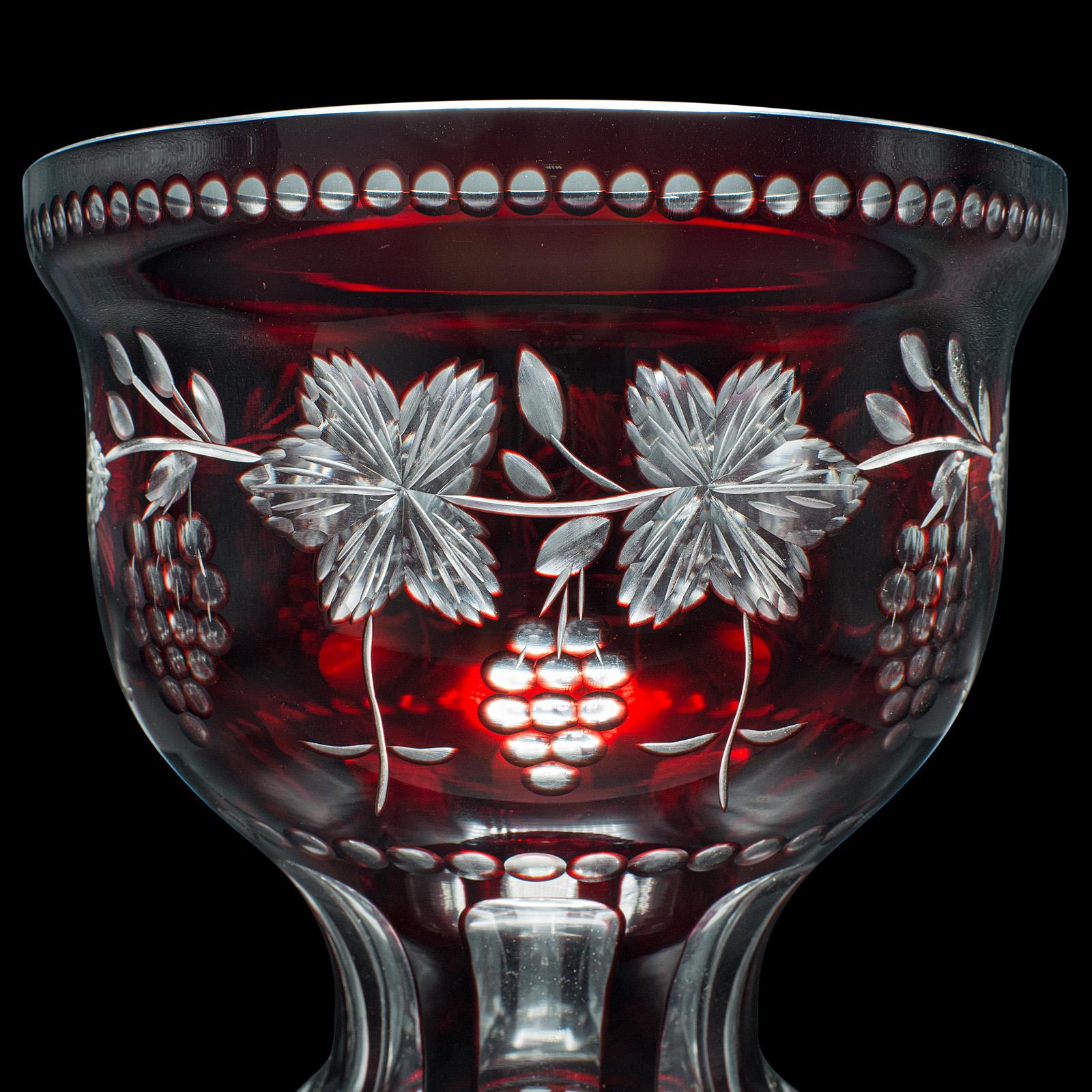 Antique Ruby Pedestal Bowl, Continental, Glass, Decorative Ice Bucket, C.1920 For Sale 2