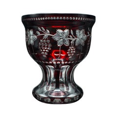 Antique Ruby Pedestal Bowl, Continental, Glass, Decorative Ice Bucket, C.1920