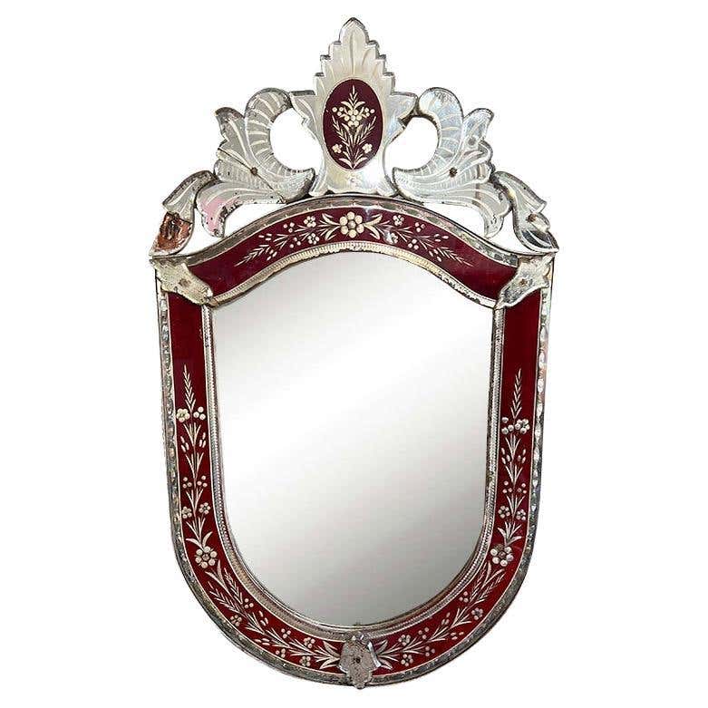 Antique Ruby Red Venetian Mirror - France For Sale at 1stDibs