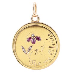 Antique Ruby Rose Cut Diamond Gold Locket