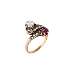 Antique Ruby Rose Cut Diamond Ring